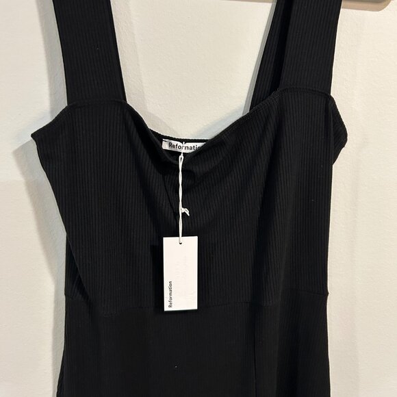 Reformation Square Neckline Midi Length Sheath Dress Size: XL - Picture 10 of 12